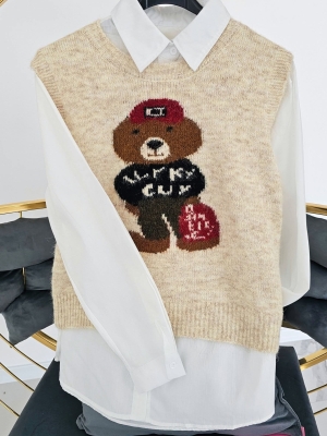 Cozy bear vest set